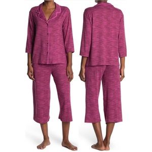 Refinery29 Brick Pink Burgundy Shirt & Pants 2-Piece Pajama Set